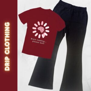 "Brain Loading" Tee & Flared Pants Set – DRIP CLOTHING