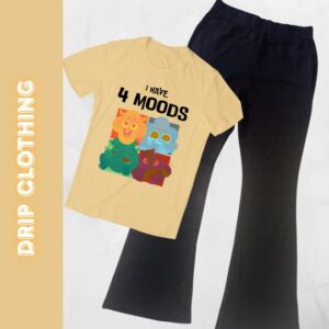 Drip Clothing – “I Have 4 Moods” Tee & Black Flared Trousers Set