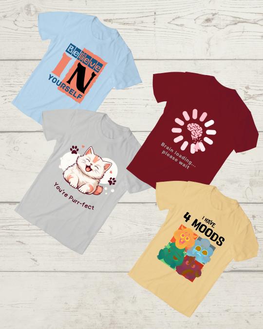 Pack of 4 – Graphic Vibes Tee Bundle | DRIP CLOTHING